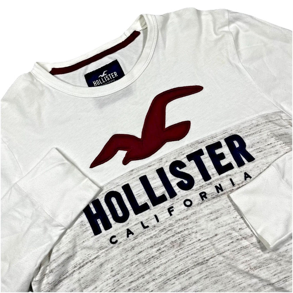 Hollister Long Sleeve Shirt Men's S Y2K Embroidered‎ Logo Spellout Preppy *Flaws